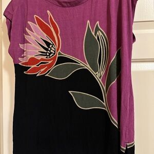Chico's Purple and Black Floral Blouse
